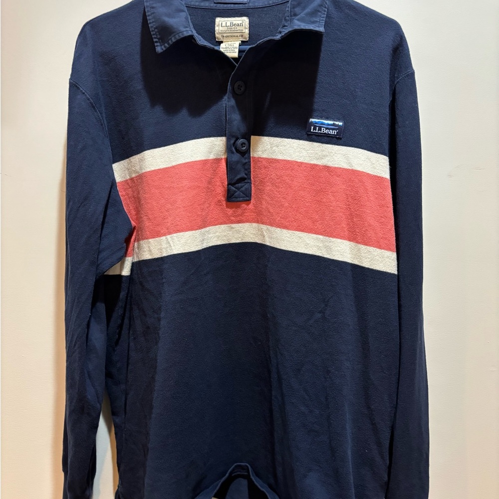 Vintage L.L. Bean Navy and Cream Striped Top